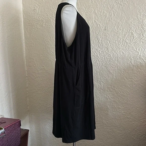 Torrid Mini Jersey Bodycon Dress Black 3 Plus Size 3X Pockets Sleeveless Snaps - Picture 10 of 13